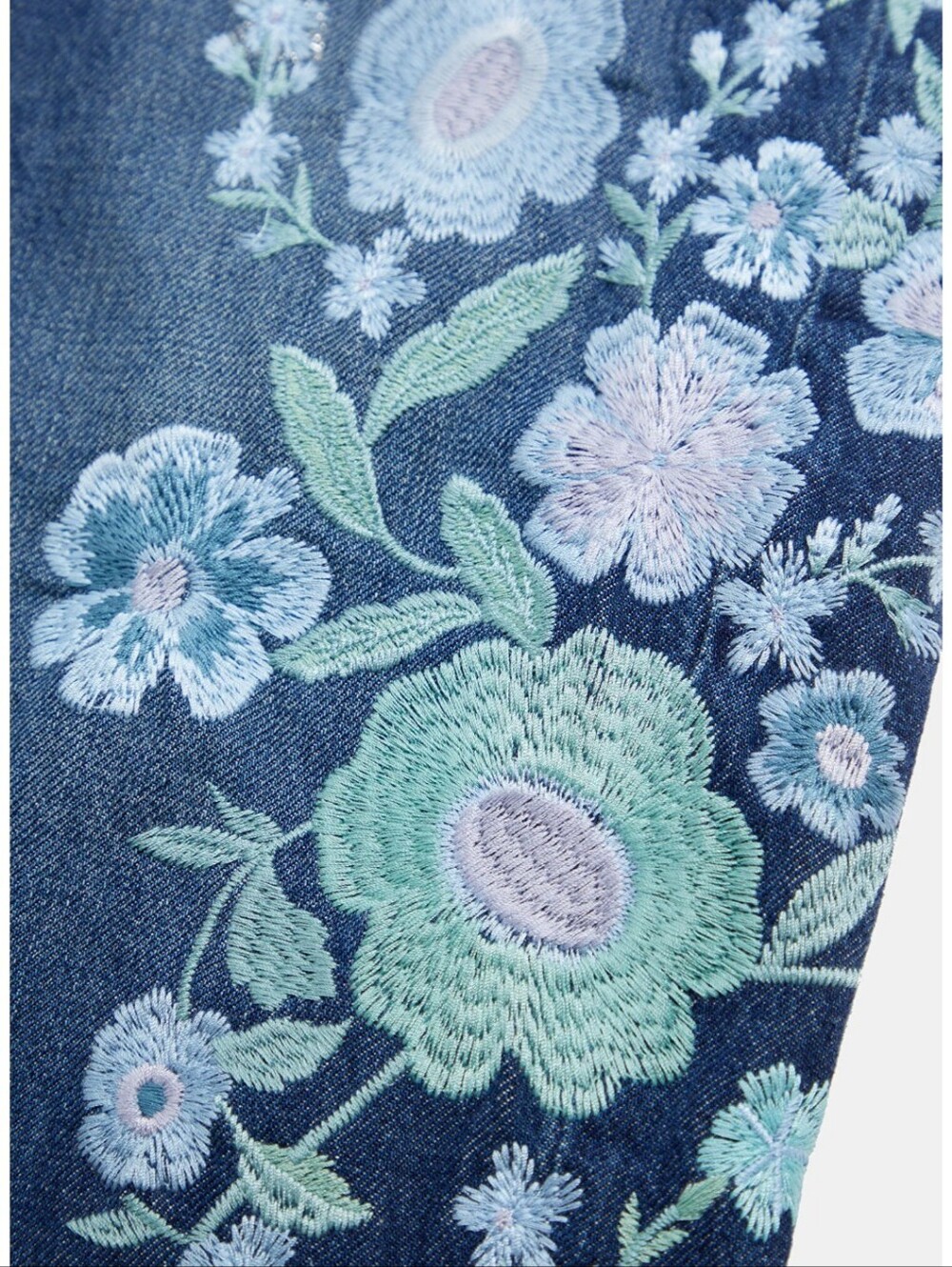 FREE PEOPLE X WE THE FREE WILLOW FLORAL EMBROIDERED JEAN, FORGET ME NOT- SIZE 27 - Picture 5 of 12